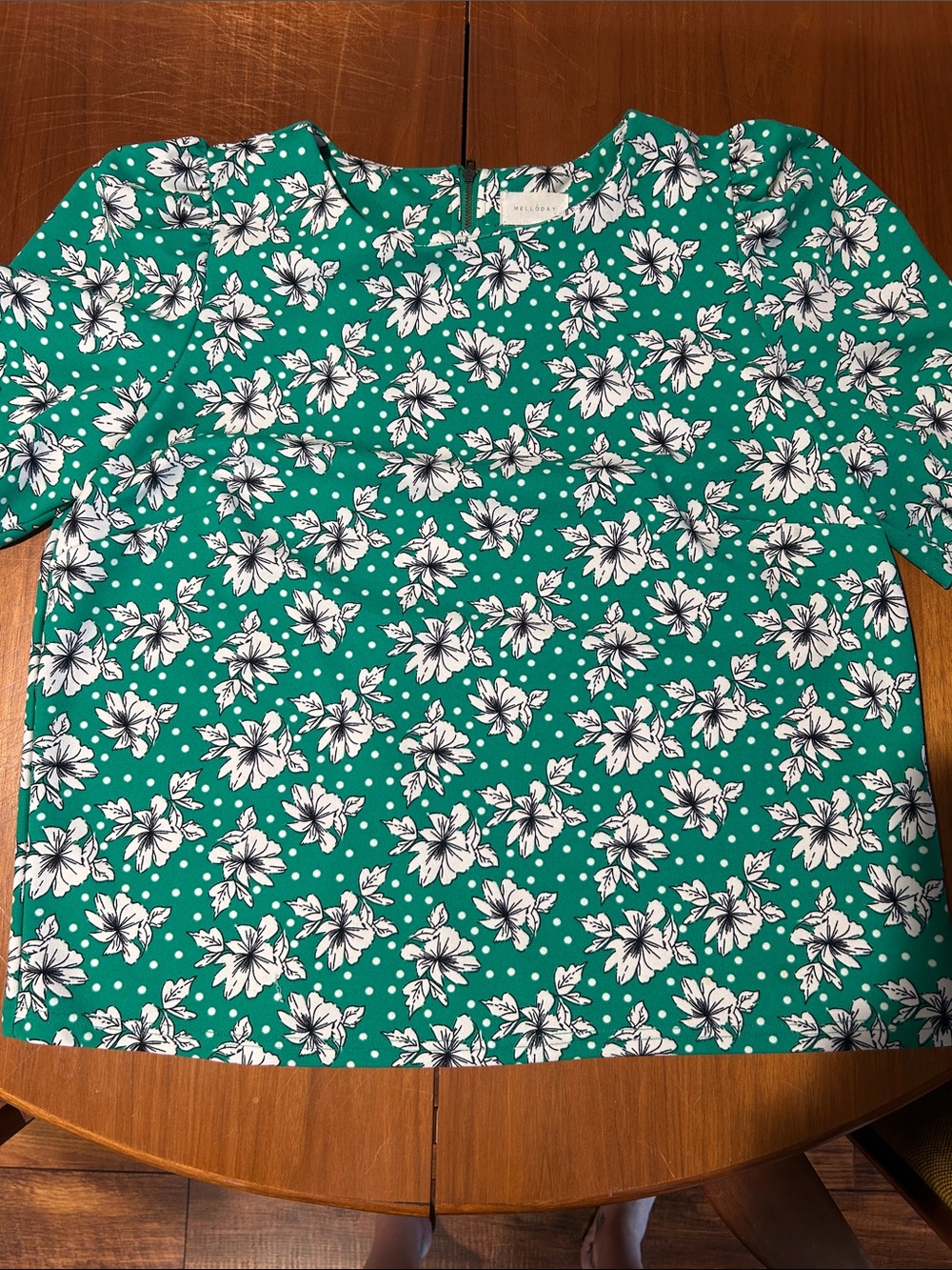MELLODAY Green Floral Blouse